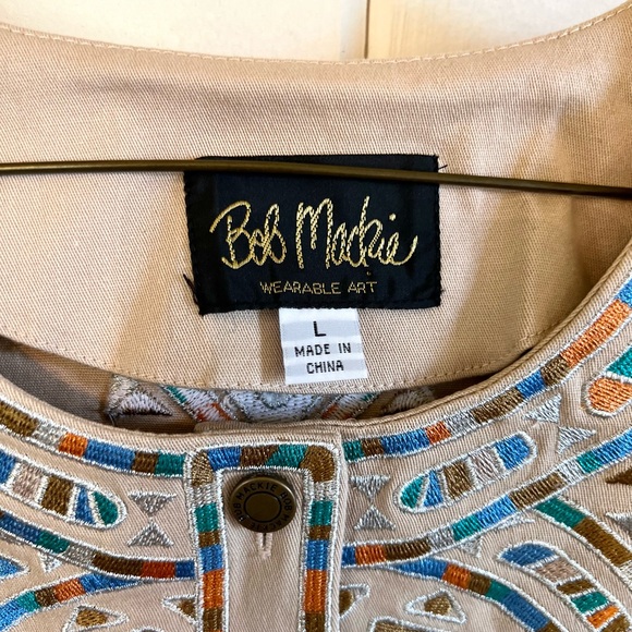Vintage 1990 Bob Machie Tribal Inspired Jacket Bomber Boho Embroidered - Picture 4 of 5